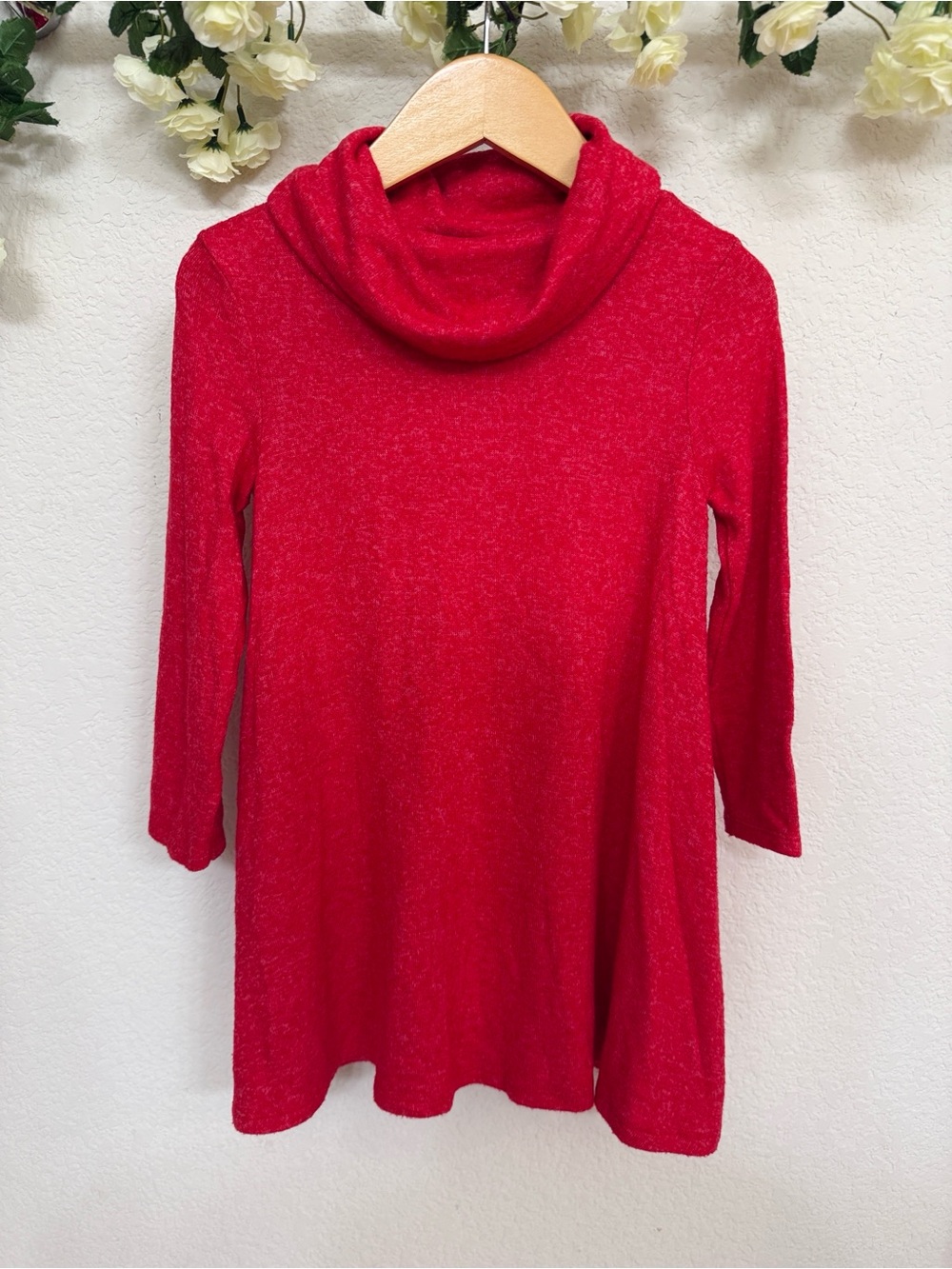 Old Navy • Candy Apple Red Turtle Neck Ultra Soft Plush Heathered Sweater Dress